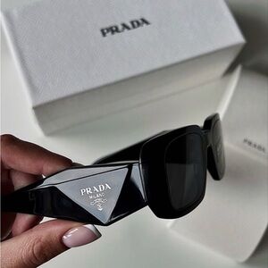 Prada Glossy Black Chunky Temple Square Sunglasses